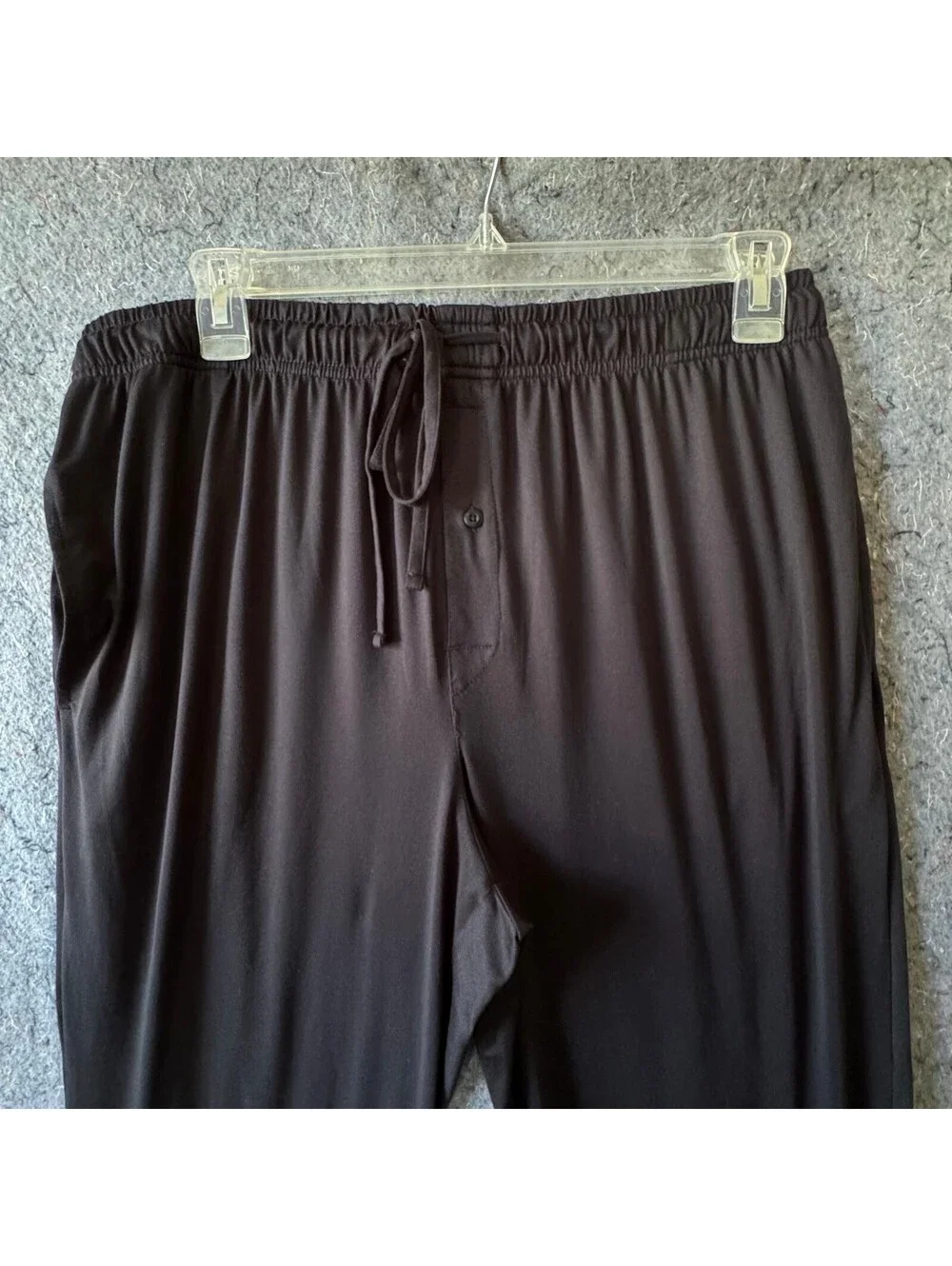 Hanes XL Black Pajama Pants Drawstring Button Fly Pockets 93/7 Poly Spandex NWOT